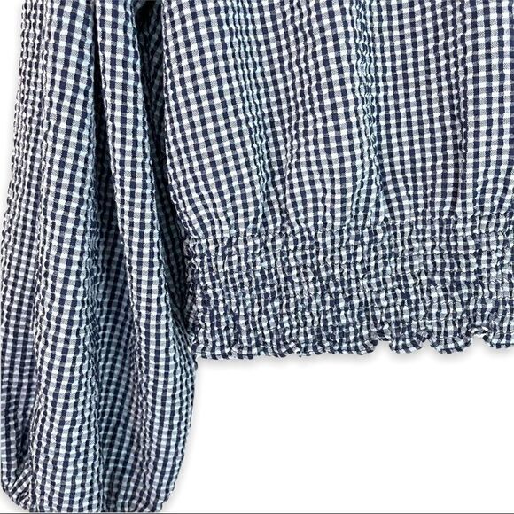 Zara Gingham V Neck Pleated Top - Picture 9 of 9